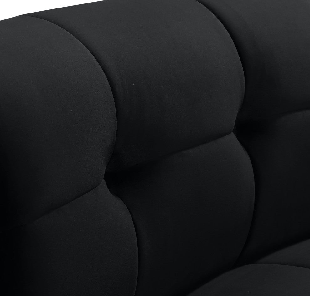 Limitless Velvet Upholstered 1-Piece Modular Chair, Black