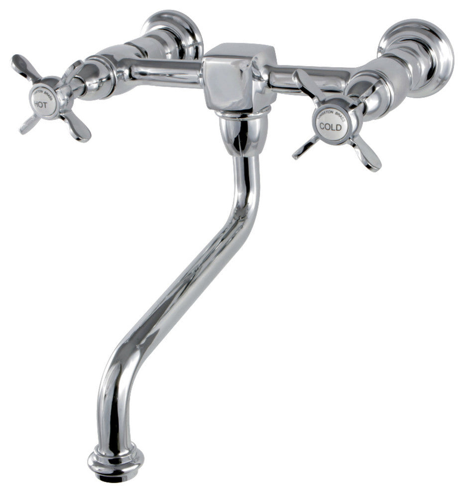 Kingston Brass Wall Mount Bathroom Faucet, Polished Chrome