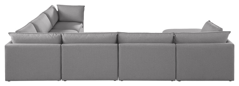 Mackenzie Linen Textured Fabric 7-Piece Modular U-Shaped Sectional, Grey