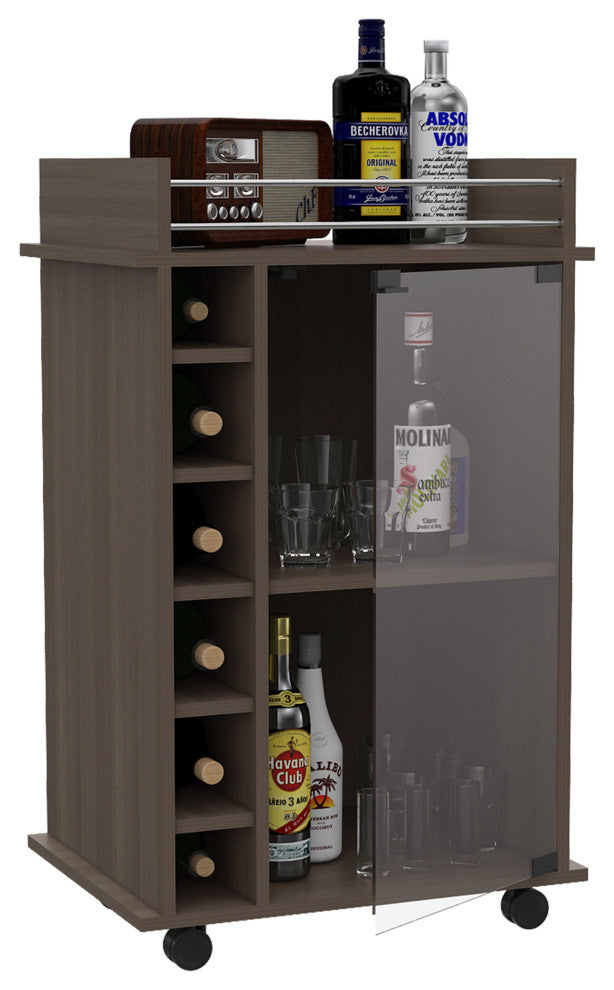 Huali Bar Cart, Smoky Oak