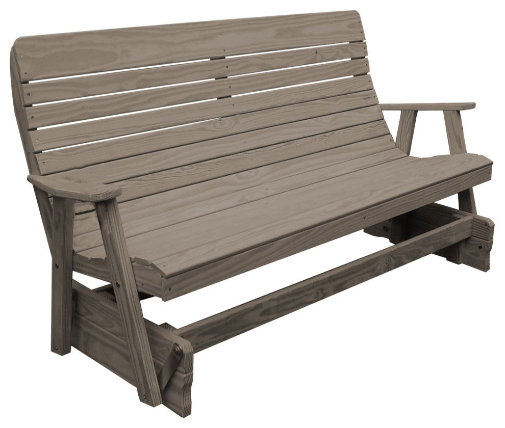 Pressure Treated Pine Highback Glider, Gray Stain, 5 Foot
