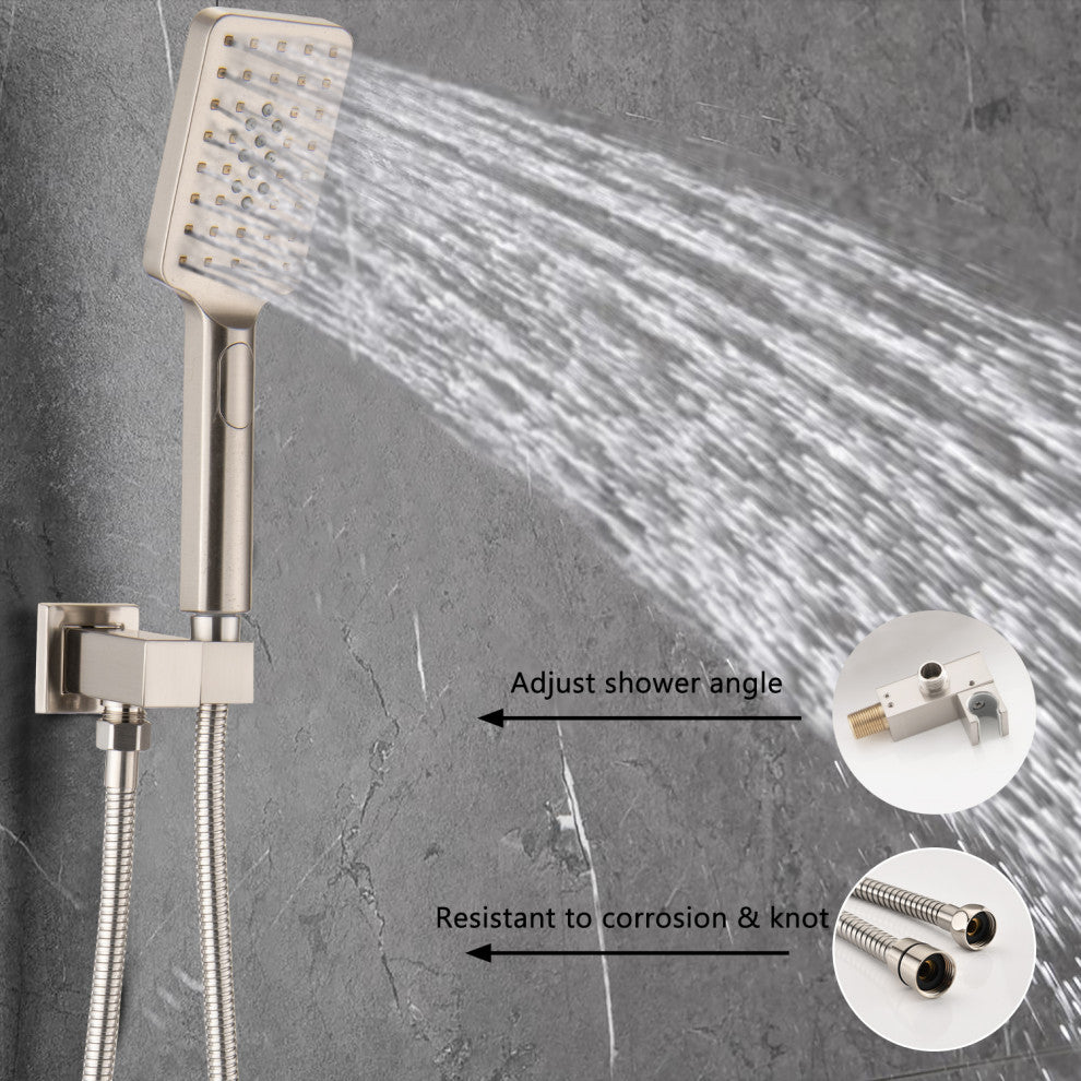 Ceiling-mounted shower system With handheld shower set, Brushed Nickel