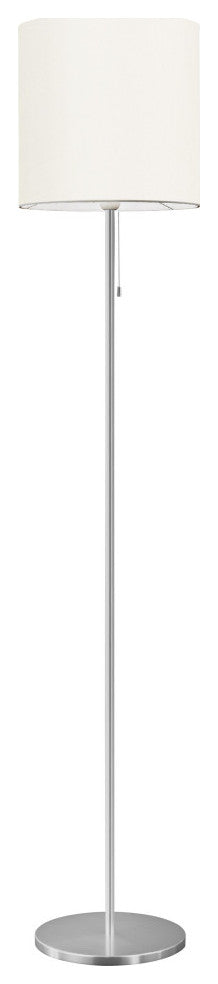 1x100W Floor Lamp w/ Aluminum Finish & White Fabric Shade