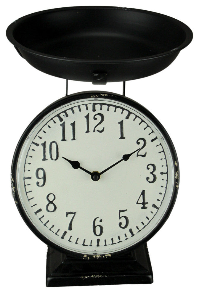 Black Metal Vintage Farmhouse Weight Scale Table Clock