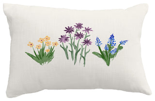 Flower Trio Floral Print Throw Pillow, Purple/Blue, 14"x20"