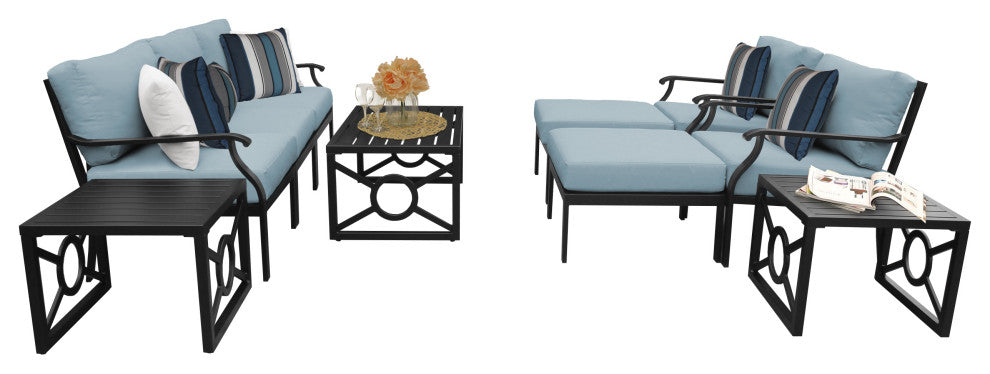 kathy ireland Madison Ave. 10 Piece Aluminum Patio Furniture Set 10c, Tranquil