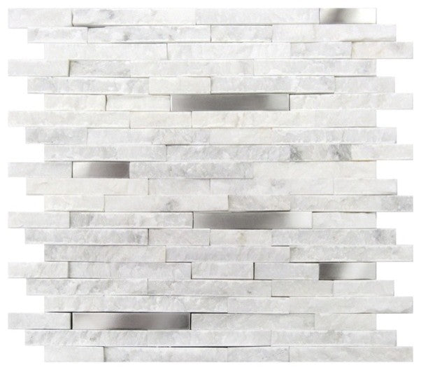 - White Fusion 12x12 Interlocking Mosaic
