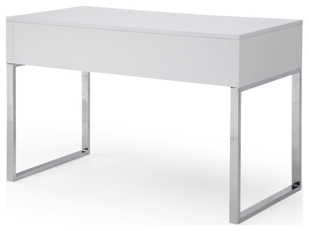 Loft Lyfe Anisa Desk, 2 Storage Drawers, White/Silver