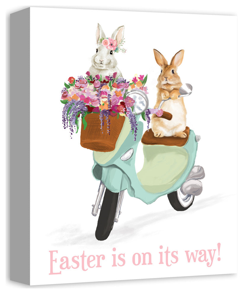 Easter's On Its Way Scooter 11x14 Canvas Wall Art