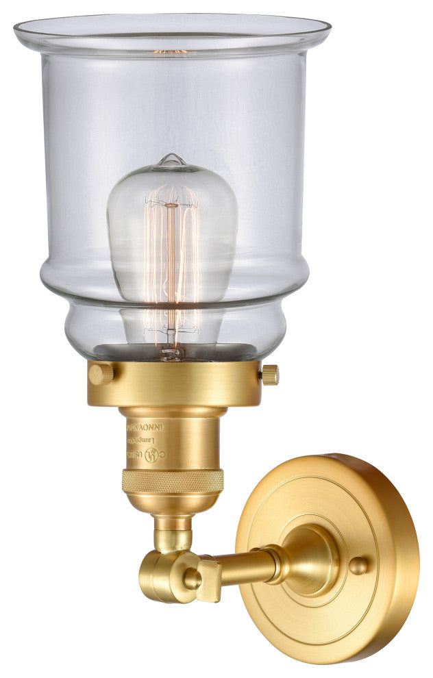 Canton 1 Light Sconce, Satin Gold, Clear