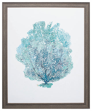 Aqua Coral On White I Art Print