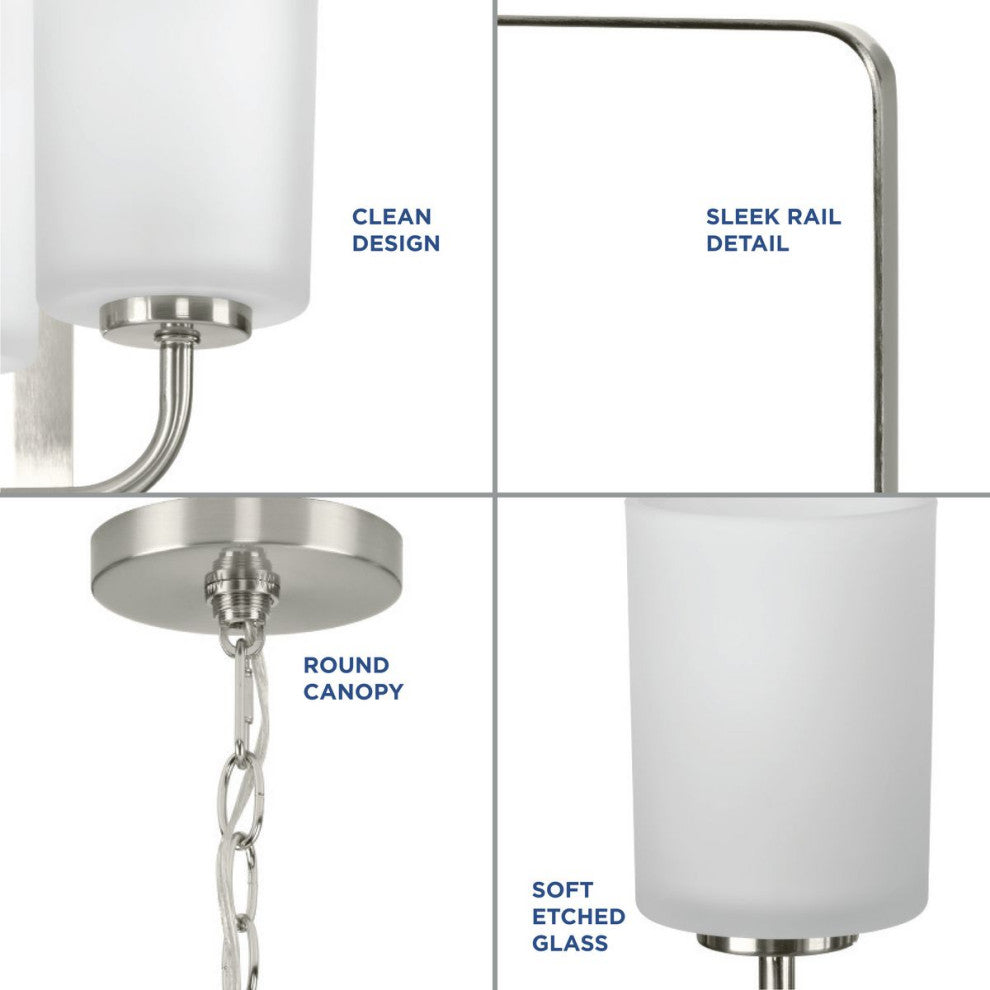 League Collection 3-Light Modern Farmhouse Foyer Chandelier, Brushed Nickel