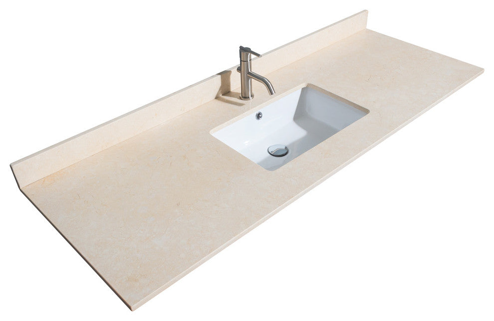 Sheffield 60" Dark Gray Single Vanity, Ivory Marble Top, Um Sq Sink, No