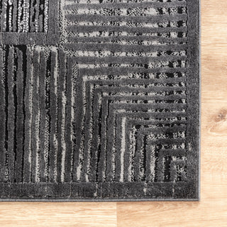High-Low Savannah Gray/Black Rug, Gray, 5'x7'10"