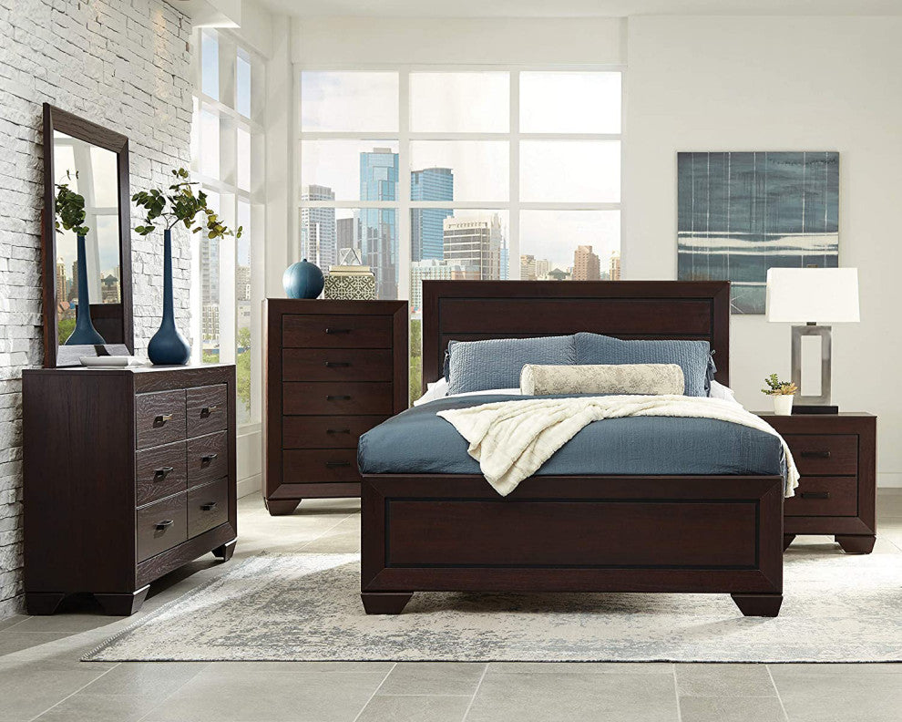 Wood Nightstand with 2 Drawers, Dark Cocoa