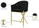 Xavier Velvet Upholstered Counter Height Stool, Black, Gold Finish