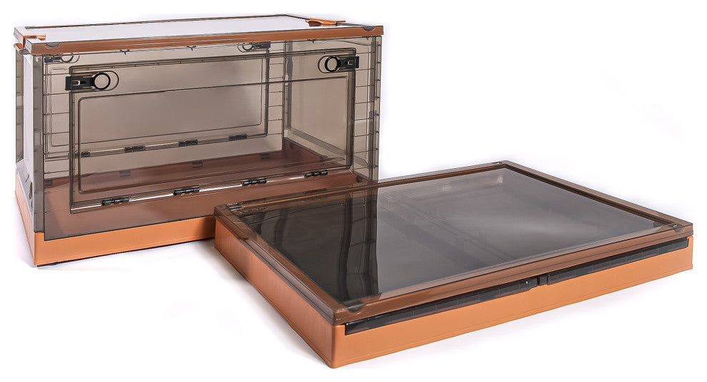 Easy Tidy Stackable Side Opening Collapsible Storage Box Sets, Orange, Xlarge