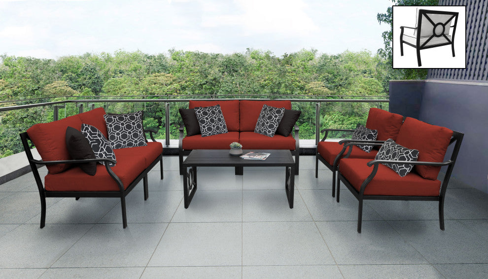 kathy ireland Madison Ave. 7 Piece Aluminum Patio Furniture Set 07e, Cinnamon