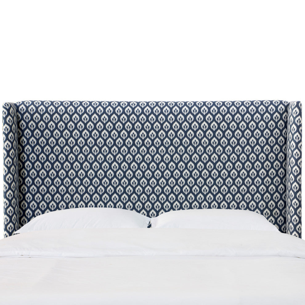 California King Wingback Headboard, Elliot Floral Lg Navy