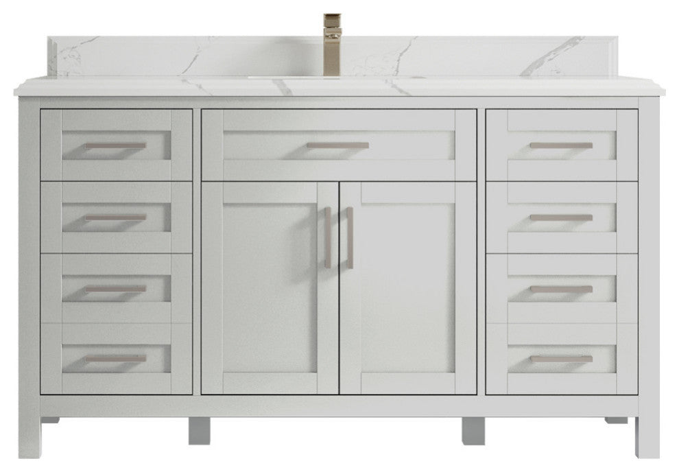 Cambridge 60 Single Bathroom Vanity in Coventry Gray 1.5" Calacatta Laza