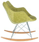 Upholstered Accent Rocking Chair, Velvet With Ash Wood Legs, Lemon Green