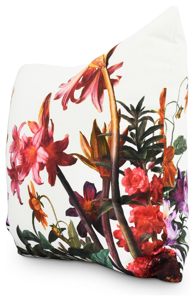 Color Me Floral White Floral Print Decorative Outdoor Throw Pillow, 18"