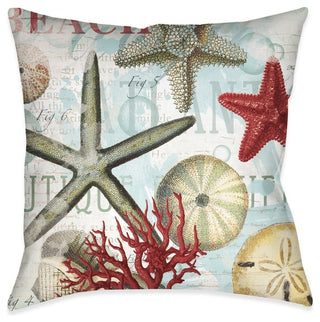 Laural Home Beach Shells Outdoor Decorative Pillow, 20"x20"