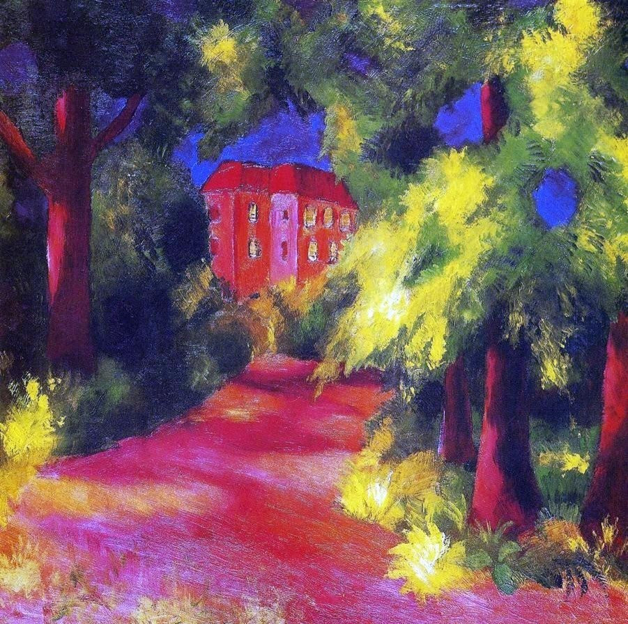 August Macke Red House in a Park, 20"x20" Wall Decal