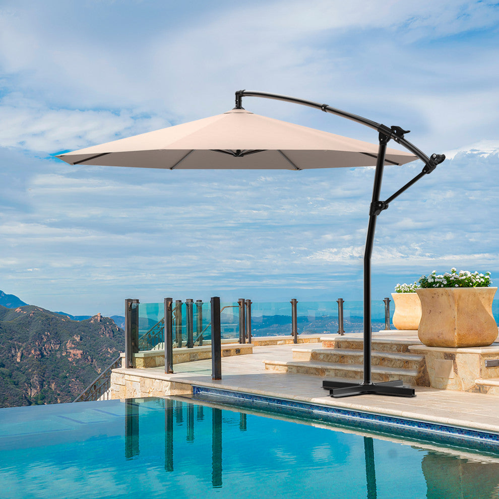 10' Outdoor Patio Cantilever Offset Umbrella With Cross Base