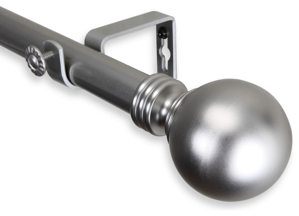 Globe 1" Curtain Rod, Satin Nickel, 160"-240"