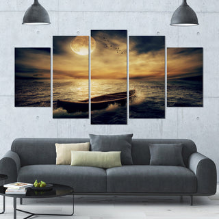 Middle of Ocean after Storm, Large Floral Canvas Art Print, 60"x32", 5 Panels