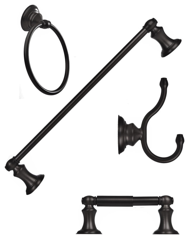 Arista Highlander Collection 4-Piece Bathroom Hardware Set, Matte Black