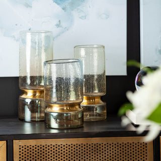 Adriatic Gold Metal Glass Vase, Large