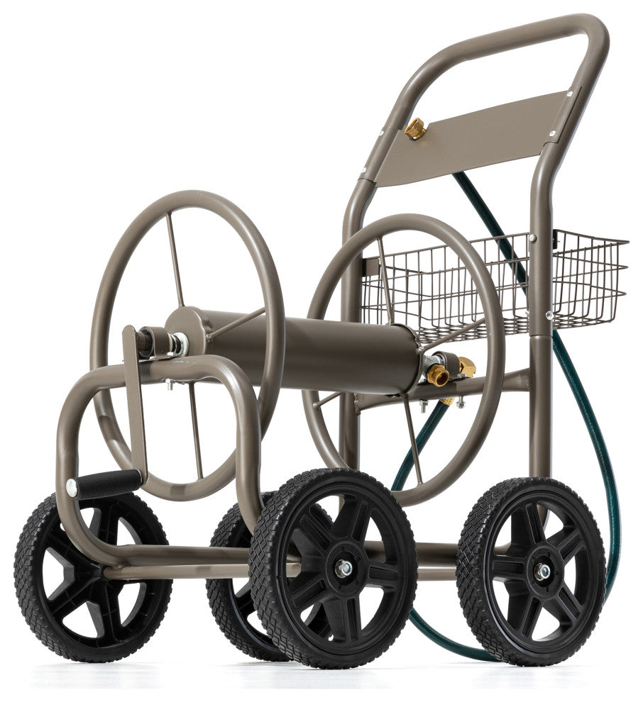 36"H 250 ft. Steel Gray 4-Wheel Garden Hose Reel Cart