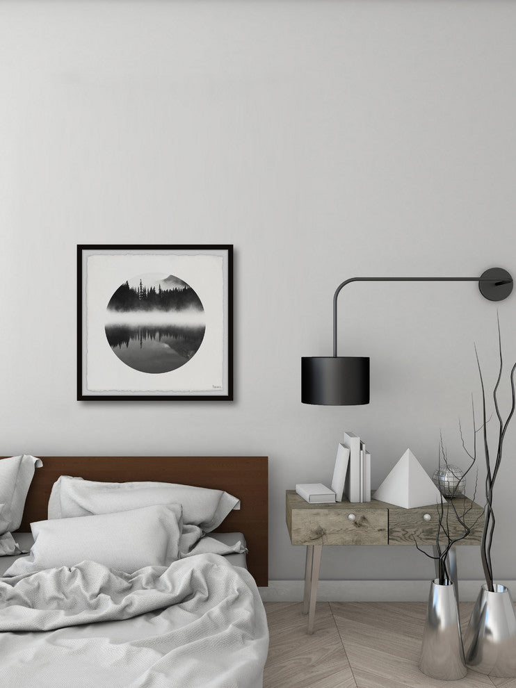 "Mountain Lake Reflection" Framed Painting Print, 18"x18"