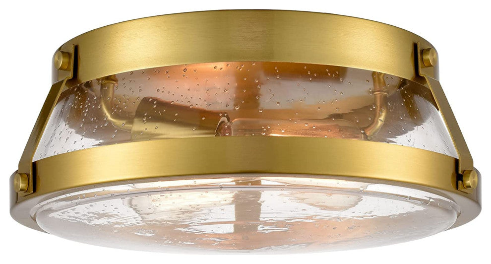 Brass Ceiling Light Fixture, Industrial Ceiling Lamp, Seeded Glass Shade