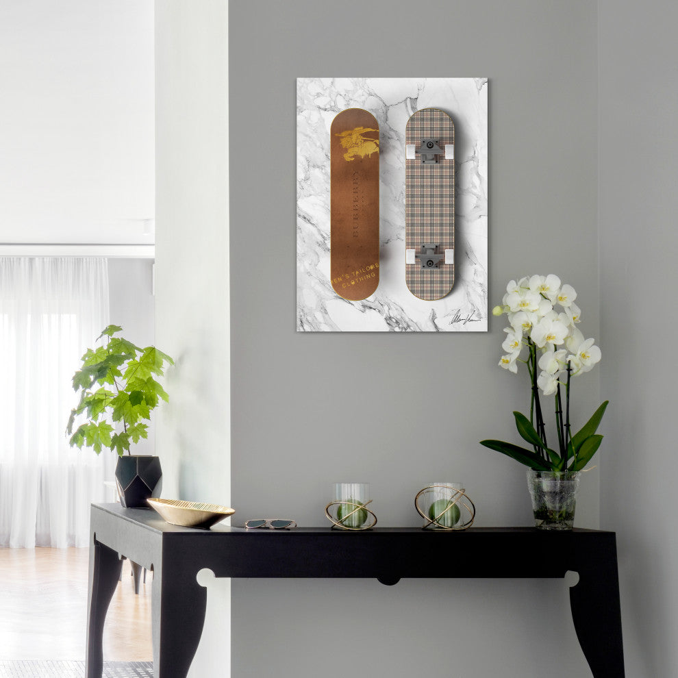 "Style Skate" Frameless Floating Tempered Glass Panel Graphic Wall Art Set of 2
