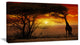 Typical African Sunset with Giraffe, African Landscape Canvas Art, 32"x16"