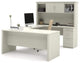 Bestar Logan Modern Wood U Shape Computer Desk with Hutch in White Chocolate