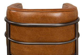 Breda Retro Brown Leather Accent Tub Chair