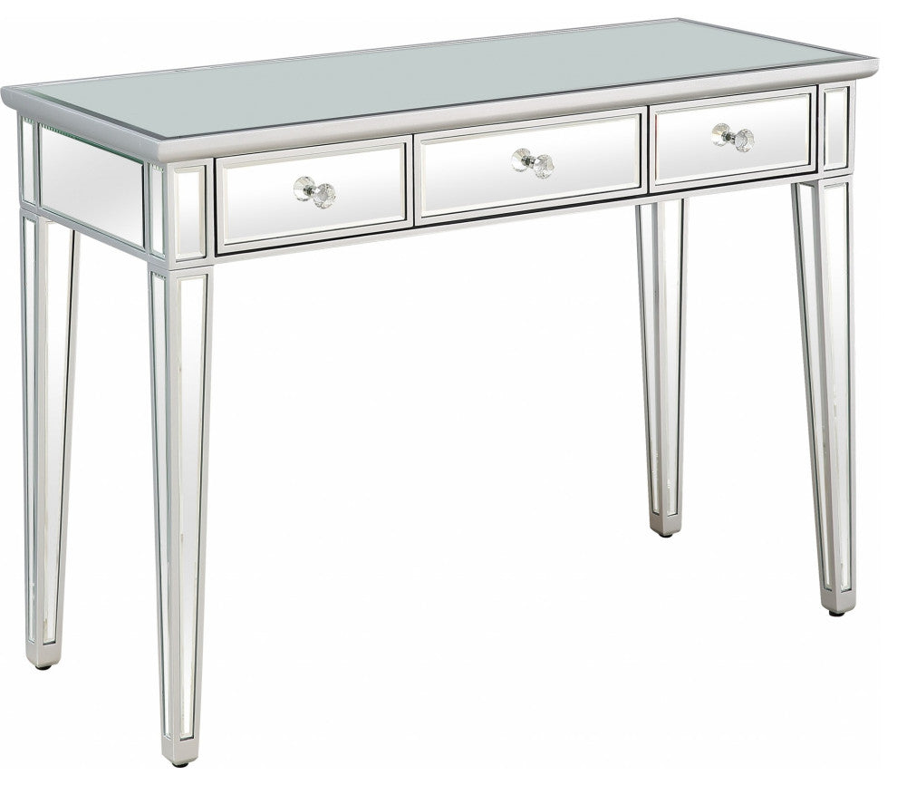 Silver Finish Three Drawer Console Table