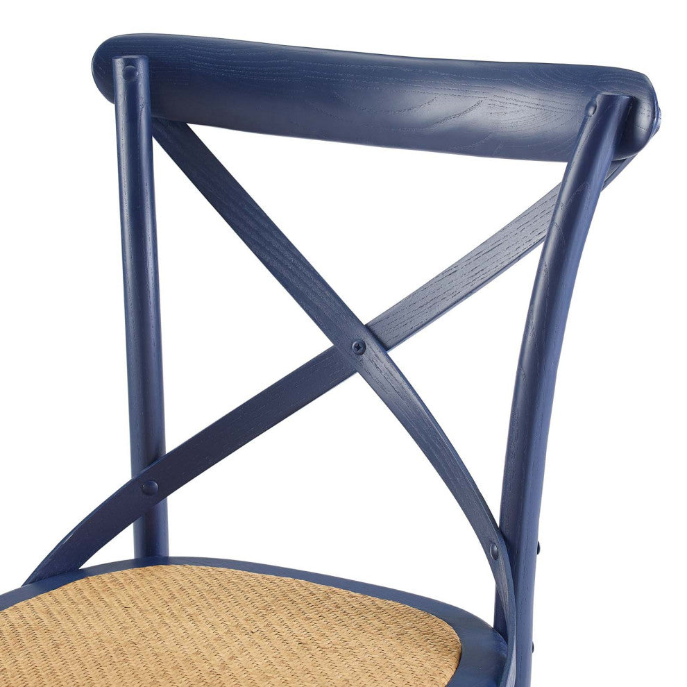 Side Dining Chair, Set of 2, Wood, Dark Blue, Modern, Cafe Bistro Restaurant
