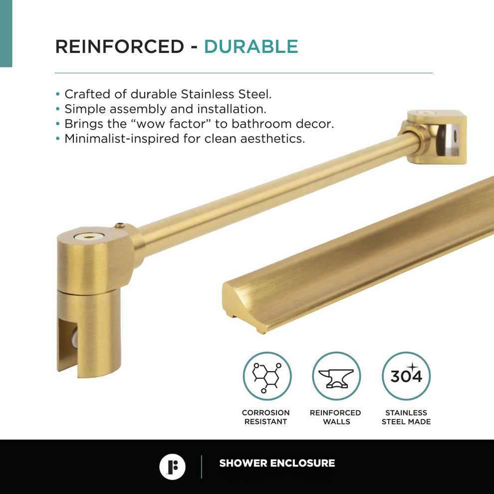 Glass Shower Enclosure Set with Acrylic Shower Base, Satin Brass, 40" X 40"