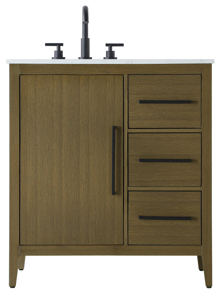 Home Living 32" Single Bathroom Vanity, Chestnut Brown