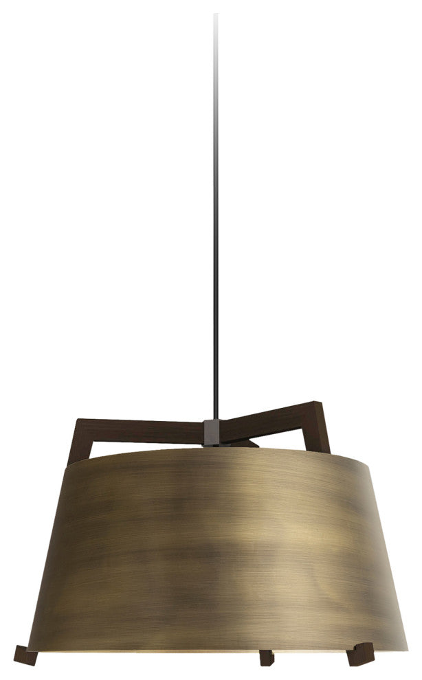 Ignis 17 Pendant LED, Distressed Brass, 72" Black Rigid Stem