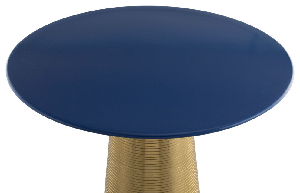 Sofa Side Table, Round, Aluminum, Metal, Dark Blue, Gold, Lounge Hospitality
