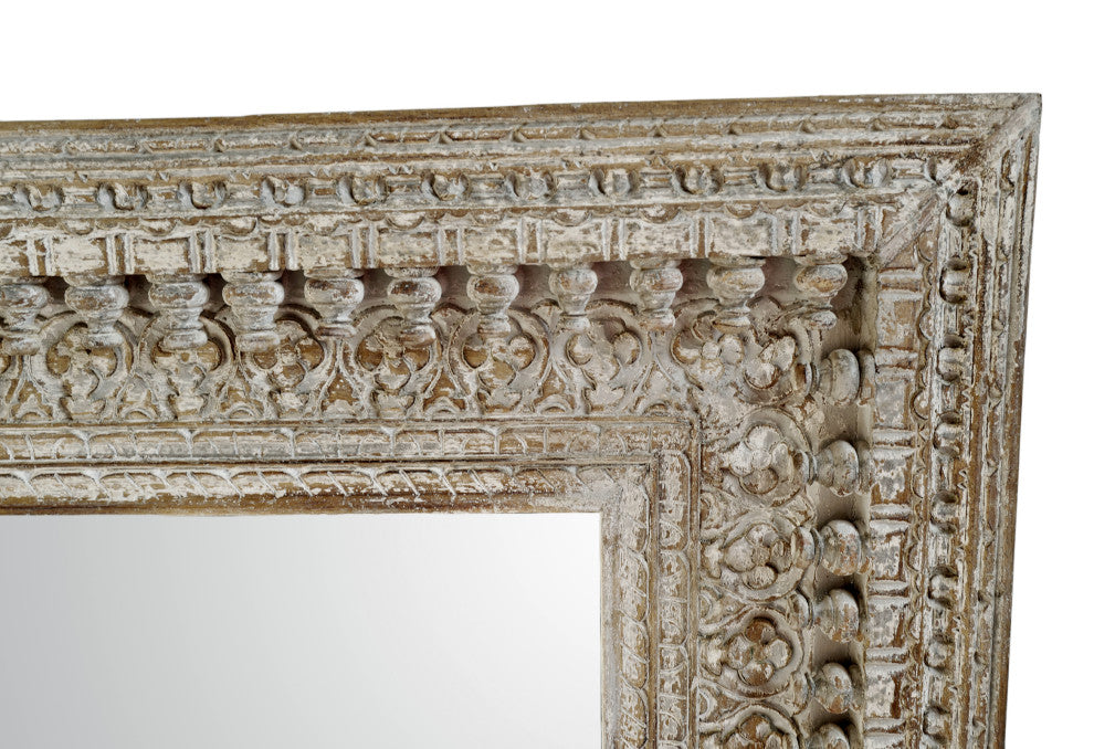 Gray Wash Moulding Spindle Mirror