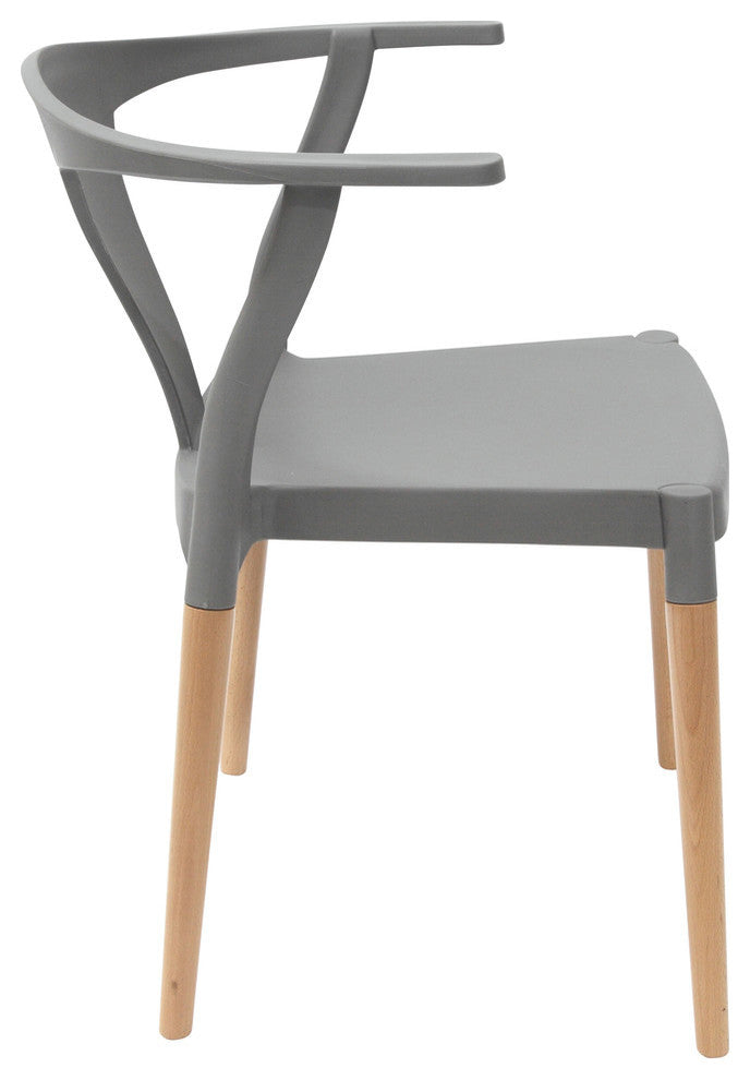 Icon Series Modern Dining Arm Chairs With Beech Wood Leg, Set of 2, Gray