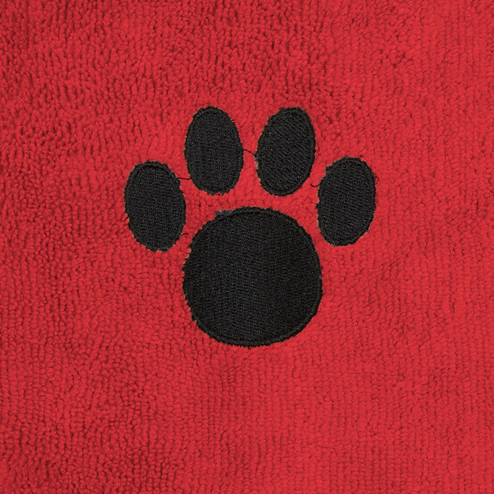 Red Embroidered Paw Small Pet Towel (Set of 3)