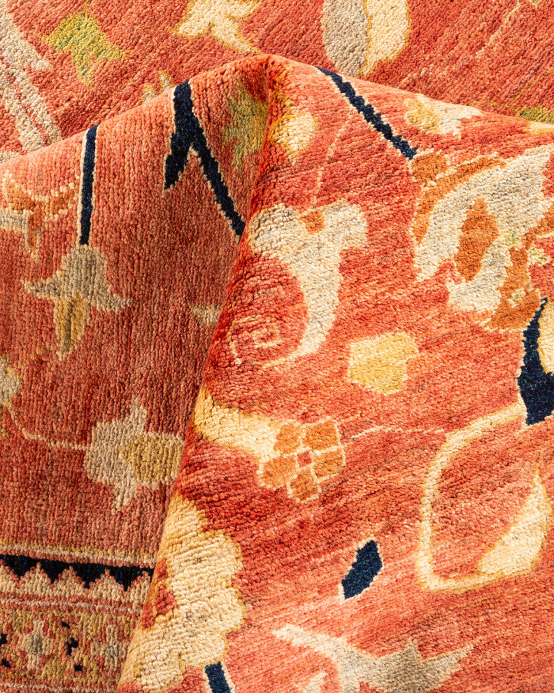 Eclectic, One-of-a-Kind Hand-Knotted Area Rug Orange, 12' 0 x 14' 5